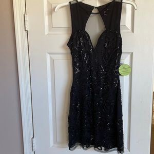 NWT Black Sequin and Mesh Special Occasion Dress